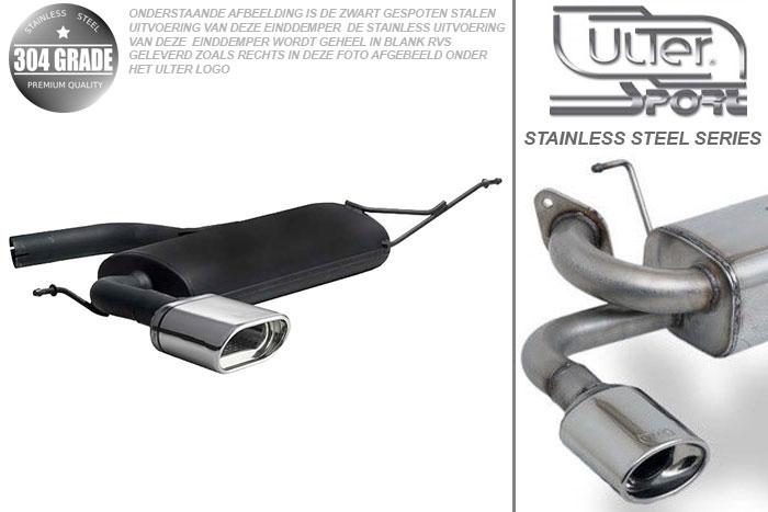 Ulter Sport, Einddemper, Geheel RVS, Enkel plat ovaal 145x75mm, Seat, LEON FR, 2.0 TFSI 147kW, 05-, Pasklaar, Past op originele middendemper/katalysator