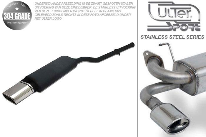 Ulter Sport, Einddemper, Geheel RVS, Enkel plat ovaal 145x75mm, BMW, E36, 316i 73kW, 318i 85kW, 12/90-12/98, SEDAN.TOURING.CABRIO.COUPE, Pasklaar, Past op originele middendemper/katalysator