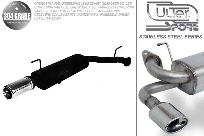 Ulter Sport, Einddemper, Geheel RVS, Enkel Rond 100mm, Opel, VECTRA-B, 1.6 16V 74kW, 1.8 16V 85kW, 2.0 16V 100kW, 09/95-09/99, COMBI, Pasklaar, Past op originele middendemper/katalysator