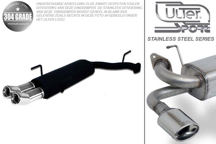 Ulter Sport, Einddemper, Geheel RVS, Dubbel Rond 80mm DTM, Opel, VECTRA-B  (facelift), 1.6 16V 74kW, 1.8 16V 92kW, 2.0 16V 108kW, 09/99-09/2002, Hatchback.  Sedan, Pasklaar, Past op originele middendemper/katalysator