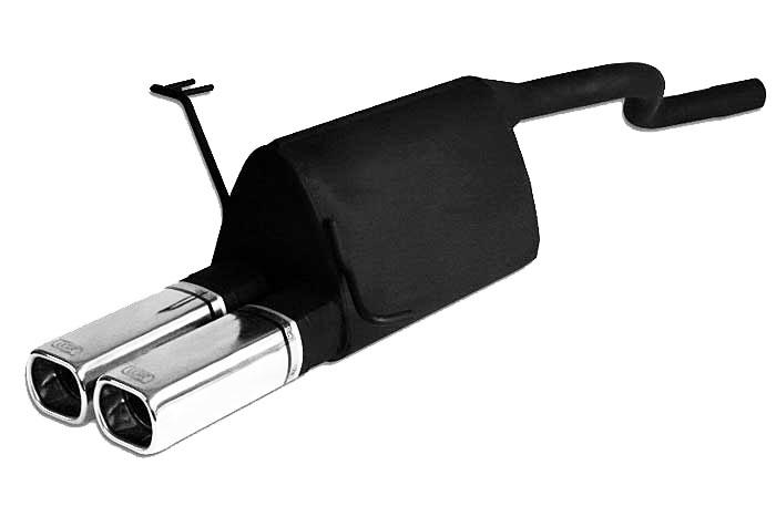 Ulter Sport, Einddemper, Staal, Dubbel Rechthoek 80x65mm, Fiat, PUNTO II, 1.2 44kW, 1.2 16V 59kW, 07/99 - 06, Past op originele middendemper/katalysator