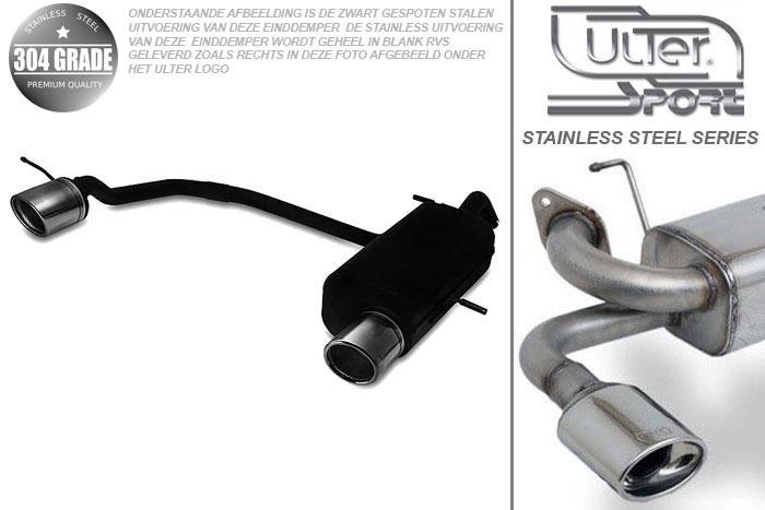 Ulter Sport, Einddemper L+R, Geheel RVS, Enkel Rond 90mm, Citroen, C2, 1.6VTS,1.6VTR, 2004-, Pasklaar, Past op originele middendemper/katalysator