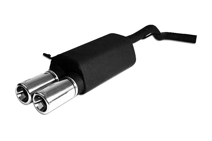 Ulter Sport, Einddemper, Staal, Dubbel Rond 100mm, VW, GOLF IV, 1.9 TDi 66/74/81/85/96/110kW, 1.4 55kW,  1.6 74/75/77kW, 1.8 20V 92kW,, 2.0 85kW, 10/97-06/04, Past op originele middendemper/katalysator