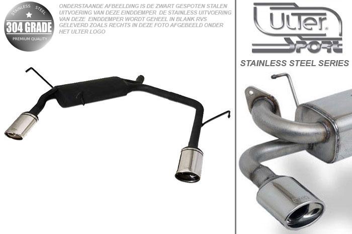 Ulter Sport, Einddemper L+R, Geheel RVS, Enkel Ovaal 120x80mm, Opel, VECTRA-C, 1.8 16V 90/103kW, 2.0T 16V 129kW, 1.9CDTi 74/88/110 kW, 2.0 DTI 74/92 kW, 2003-   COMBI, Pasklaar, Past op originele middendemper/katalysator