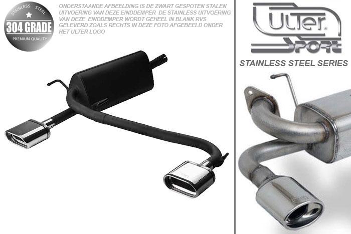 Ulter Sport, Einddemper L+R, Geheel RVS, Enkel plat ovaal 145x75mm, Opel, ASTRA-H, 1.3CDTi 66kW, 1.7CDTi 59/74kW, 1.9CDTi 88/110kW, 2003-  HATCHBACK 5D. GTC WITHOUT CUT OUT IN BUMPER, Pasklaar, Past op originele middendemper/katalysator