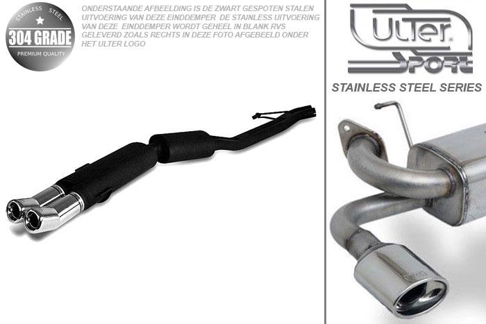 Ulter Sport, Einddemper, Geheel RVS, Dubbel Rond 80mm DTM, BMW, E34, 525i 125kW, 09/87-90 SEDAN, Pasklaar, Past op originele middendemper/katalysator
