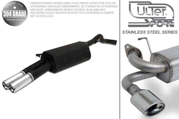 Ulter Sport, Einddemper, Geheel RVS, Dubbel Rond 100mm, Skoda, OCTAVIA, 1.8T 110kW, 1.9 Tdi 66/74/81/96kW, 1.9 Sdi 50kW, 10/96-05, HATCHBACK. COMBI, Pasklaar, Past op originele middendemper/katalysator