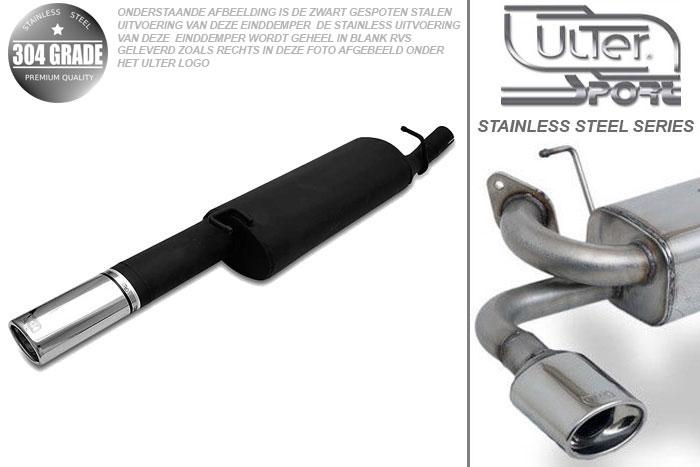Ulter Sport, Einddemper, Geheel RVS, Enkel Ovaal 120x80mm, Opel, VECTRA-A, 1.4 55kW, 1.6 52/55/60kW, 1.8 66kW, 1.8GT 66kW, 2.0 85kW, 88-95  Hatchback, Pasklaar, Past op originele middendemper/katalysator