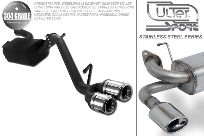 Ulter Sport, Einddemper, Geheel RVS, Dubbel Rond 80mm, Ford, FOCUS II, 1.4 16V 59kW, 1.6 16V 74/85kW, 1.8 16V 92kW, 2.0 16V 107kW, 1.8 TDCi 85 kW, 2005-, SEDAN, Pasklaar, Past op originele middendemper/katalysator