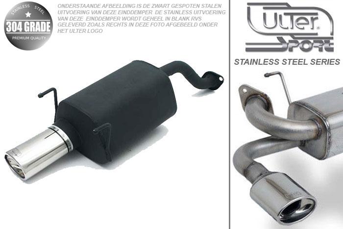 Ulter Sport, Einddemper, Geheel RVS, Enkel Ovaal 95x65mm, Honda, CIVIC V, 1.3 16V 55kW, 1.5i 16V 66kW, 1.6i 16V 92kW, 92-96  HATCHBACK, Pasklaar, Past op originele middendemper/katalysator