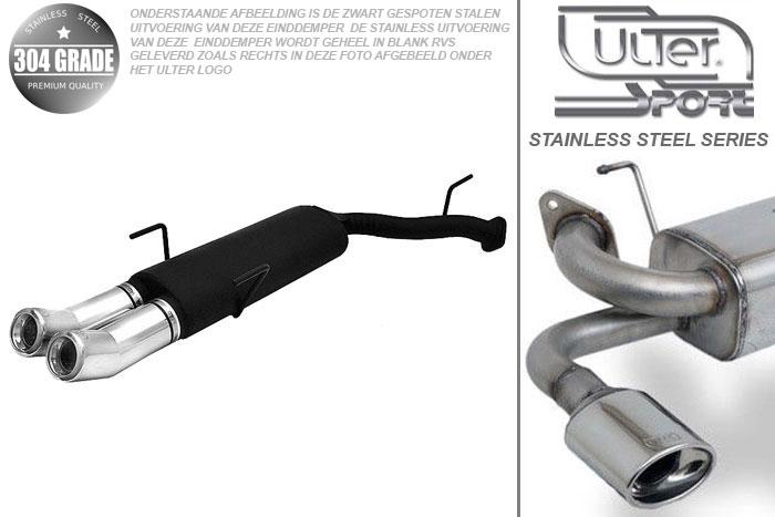 Ulter Sport, Einddemper, Geheel RVS, Dubbel Rond 80mm DTM, Opel, VECTRA-B, 1.6 16V 74kW, 1.8 16V 85kW, 2.0 16V 100kW, 09/95-09/99, COMBI, Pasklaar, Past op originele middendemper/katalysator