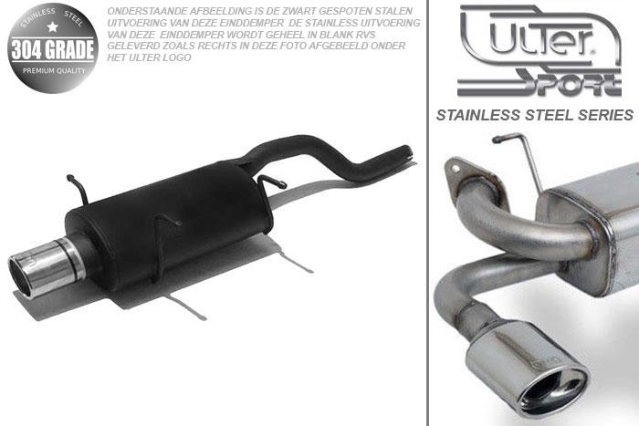 Ulter Sport, Einddemper, Geheel RVS, Enkel Ovaal 95x65mm, Suzuki, SWIFT, 1.0 37/39/41kW, 1.3 47//50/52/54kW, 89-05   HATCHBACK, Pasklaar, Past op originele middendemper/katalysator