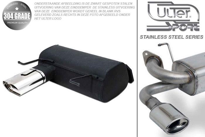 Ulter Sport, Einddemper, Geheel RVS, Enkel plat ovaal 145x75mm, BMW, E90, 318i 95/105kW, 320i 110/125kW, 05- SEDAN, Pasklaar, Past op originele middendemper/katalysator