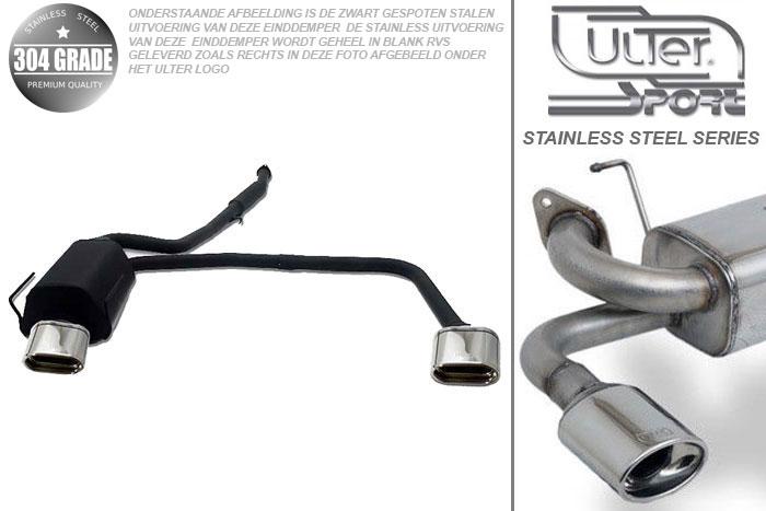 Ulter Sport, Einddemper L+R, Geheel RVS, Enkel plat ovaal 145x75mm, BMW, E36, 318is 103kW, 90-97, SEDAN.TOURING.CABRIO.COUPE, Pasklaar, Past op originele middendemper/katalysator