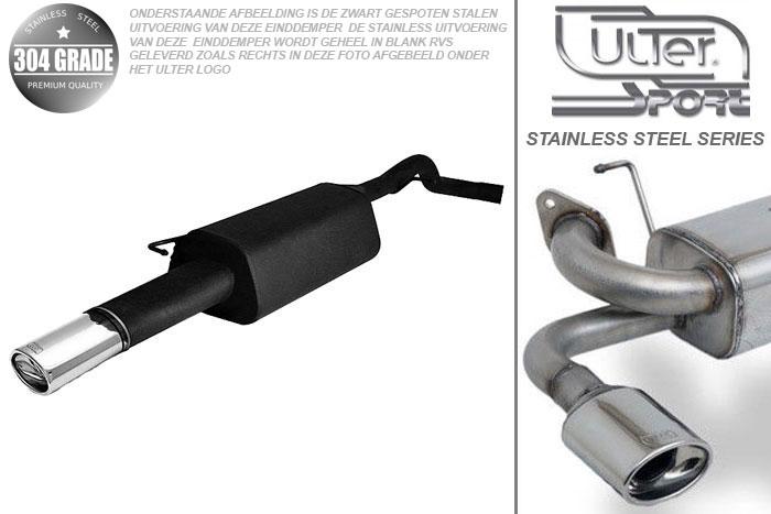 Ulter Sport, Einddemper, Geheel RVS, Enkel Ovaal 120x80mm, Skoda, OCTAVIA, 1.4 44/55kW, 1.6 55/74kW, 1.8 92kW, 2.0 85kW,, 10/96-05, HATCHBACK. COMBI, Pasklaar, Past op originele middendemper/katalysator