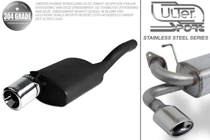 Ulter Sport, Einddemper, Geheel RVS, Enkel Rond 100mm, Ford, FOCUS I, 1.4i 55kW, 1.6i 74kW, 1.8i 85kW, 2.0i 96kW, 98-2005   HATCHBACK, Pasklaar, Past op originele middendemper/katalysator