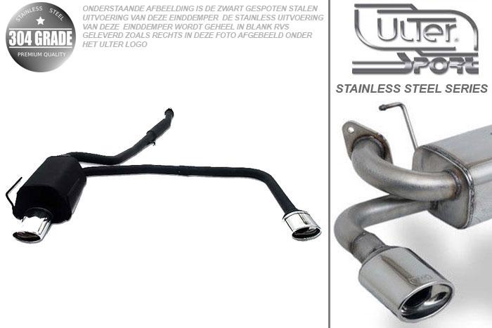 Ulter Sport, Einddemper L+R, Geheel RVS, Enkel Ovaal 120x80mm, BMW, E36, 318is 103kW, 90-97, SEDAN.TOURING.CABRIO.COUPE, Pasklaar, Past op originele middendemper/katalysator