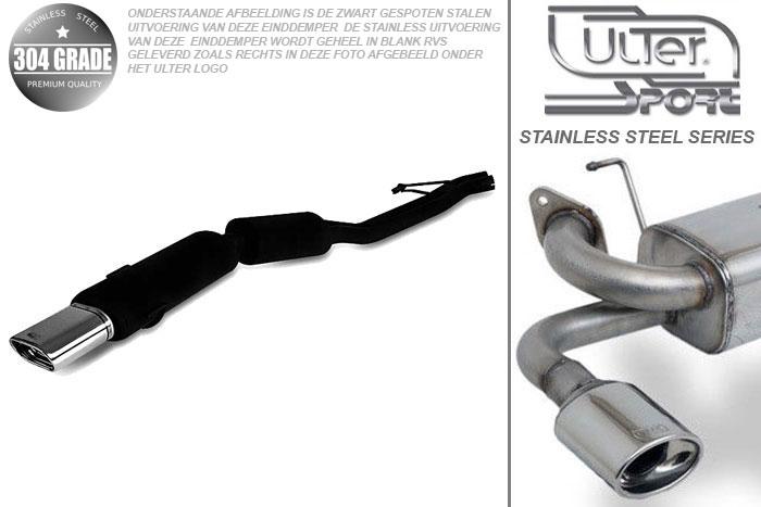 Ulter Sport, Einddemper, Geheel RVS, Enkel plat ovaal 145x75mm, BMW, E34 525i 24V, 88-96, SEDAN, Pasklaar, Past op originele middendemper/katalysator