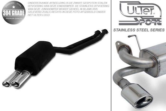 Ulter Sport, Einddemper, Geheel RVS, Dubbel Ovaal 95x65mm, BMW, E36 325 24V, 2.5 24V 141kW, 12/90-12/95, SEDAN.TOURING.CABRIO.COUPE, Pasklaar, Past op originele middendemper/katalysator