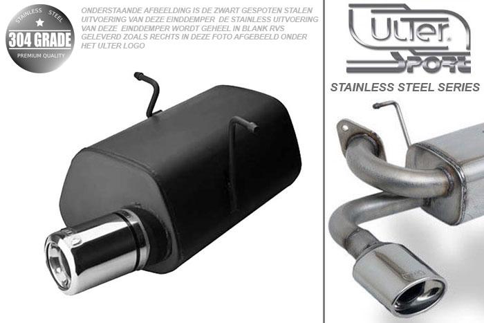 Ulter Sport, Einddemper, Geheel RVS, -Enkel Rond 100mm, Mini, ONE. COOPER, 1.4 70kW, 1.6 66/85/88kW, 00-, Pasklaar, Past op originele middendemper/katalysator