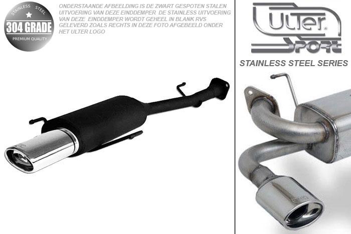 Ulter Sport, Einddemper, Geheel RVS, Enkel Ovaal 95x65mm, Opel, ASTRA-G, 1.4 16V 66kW, 1.6 16V 74kW, 1.8 8V 55/62kW, 1.8 16V 85/92kW, 2.0 16V 100kW, 98- 03   Hatchback, Pasklaar, Past op originele middendemper/katalysator