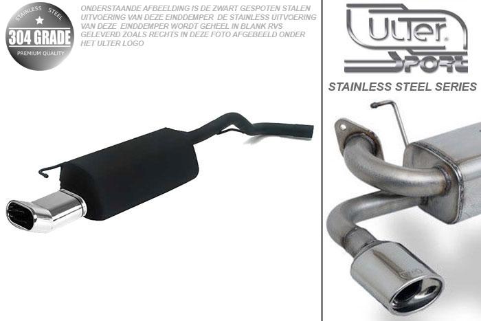 Ulter Sport, Einddemper, Geheel RVS, Enkel plat ovaal 145x75mmDTM, Audi, AUDI A3, 1.6 74/75kW, 1.8 92kW, 1.8T 110/132kW, 09/96-05/03, Pasklaar, Past op originele middendemper/katalysator