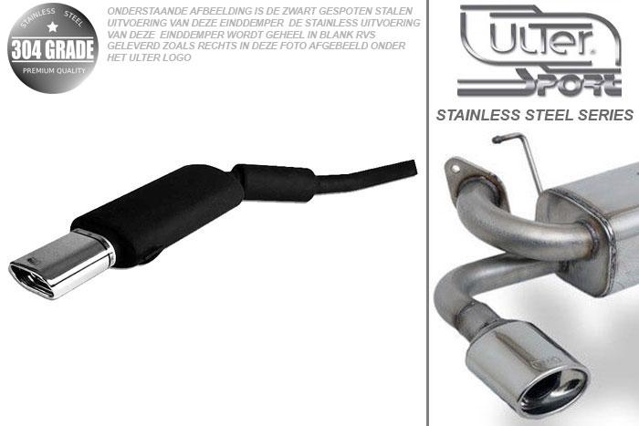 Ulter Sport, Einddemper, Geheel RVS, Enkel plat ovaal 145x75mm, BMW, E34, 520 24V 110kW, 09/90-08/95, SEDAN, Pasklaar, Past op originele middendemper/katalysator
