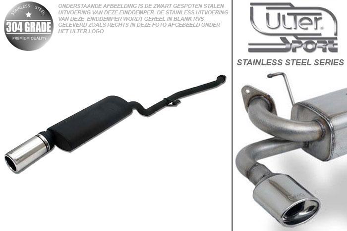Ulter Sport, Einddemper, Geheel RVS, Enkel Rond 100mm, BMW, E30   4-CYL., 316i 73kW, 318i 75kW, 09/87-08/91, SEDAN +TOURING, Pasklaar, Past op originele middendemper/katalysator