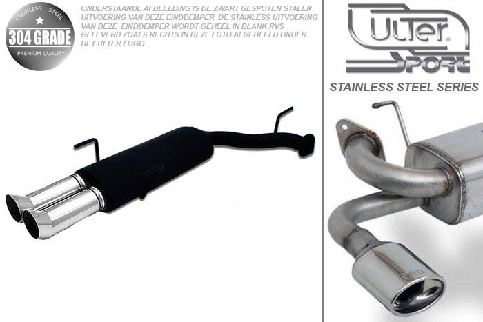 Ulter Sport, Einddemper, Geheel RVS, Dubbel Rond 80mm DTM, Opel, VECTRA-B  (facelift), 1.6 16V 74kW, 1.8 16V 92kW, 2.0 16V 108kW, 09/99-09/2002, COMBI, Pasklaar, Past op originele middendemper/katalysator