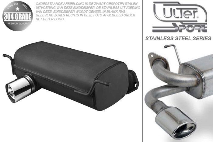Ulter Sport, Einddemper, Geheel RVS, Enkel /08-1, BMW, E87, 116i 85kW. 118i 95kW. 120i 110kW, 2004-2007, Pasklaar, Past op originele middendemper/katalysator
