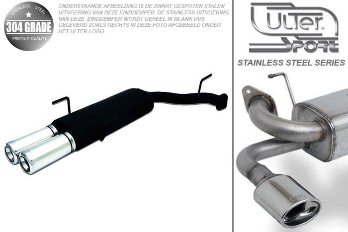 Ulter Sport, Einddemper, Geheel RVS, Dubbel Rond 80mm, Opel, VECTRA-B, 1.6 16V 74kW, 1.8 16V 85kW, 2.0 16V 100kW, 09/95-09/99, Hatchback.   Sedan, Pasklaar, Past op originele middendemper/katalysator