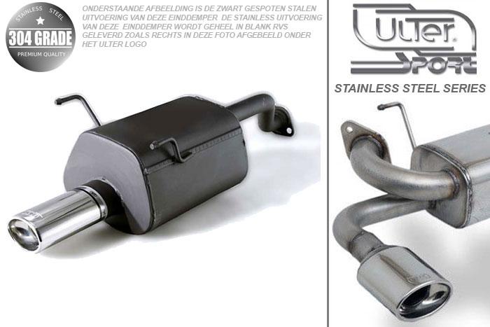 Ulter Sport, Einddemper, Geheel RVS, Enkel Ovaal 95x65mm, Honda, CIVIC V, 1.5i 16V 66kW, 1.6i 16V 92kW, 92-96   SEDAN, COUPE EJ1 EJ2, Pasklaar, Past op originele middendemper/katalysator