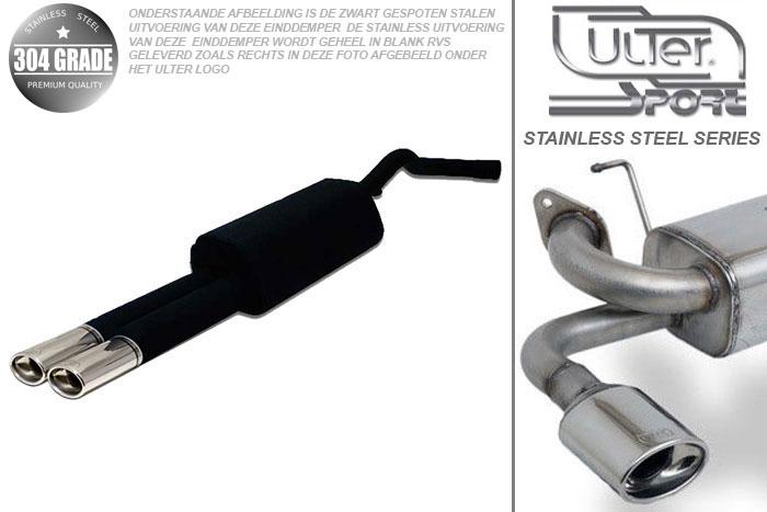 Ulter Sport, Einddemper, Geheel RVS, Dubbel Ovaal 95x65mm, Audi, AUDI  A4, 1.6 74kW, 1.8 92kW, 1.8T 110kW, 1.9 TDi 66/81/85kW, 11/94-09/01  SEDAN + AVANT, Pasklaar, Past op originele middendemper/katalysator