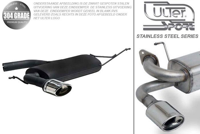 Ulter Sport, Einddemper, Geheel RVS, Enkel Ovaal 120x80mm, Seat, LEON. LEON FR, 1.4 64kW, 1.6 75kW, 2.0 FSI 110kW, 1.9 TDI  77kW, 2.0 TDI 100/103/125kW, 2005-, Pasklaar, Past op originele middendemper/katalysator