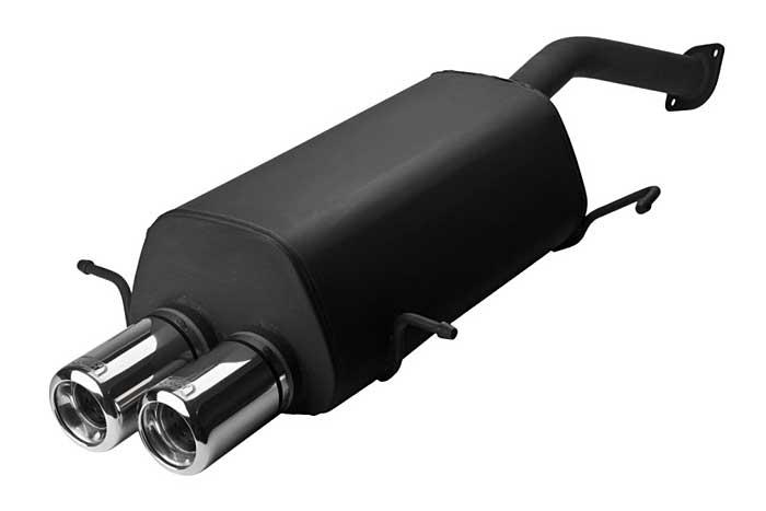 Ulter Sport, Einddemper, Staal, Dubbel Rond 80mm, Mazda, MX3, 1.8 V6 97/100kW, 91-99, Past op originele middendemper/katalysator