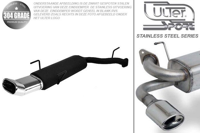 Ulter Sport, Einddemper, Geheel RVS, Enkel plat ovaal 145x75mmDTM, Opel, VECTRA-B  (facelift), 1.6 16V 74kW, 1.8 16V 92kW, 2.0 16V 108kW, 09/99-09/2002, Hatchback.  Sedan, Pasklaar, Past op originele middendemper/katalysator