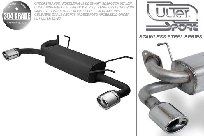 Ulter Sport, Einddemper L+R, Geheel RVS, Enkel Ovaal 120x80mm, Mazda, MX5 typ NB, 1.6 81kW, 1.8 103kW, 98-, Pasklaar, Past op originele middendemper/katalysator