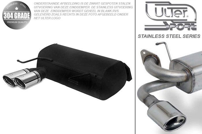 Ulter Sport, Einddemper, Geheel RVS, Dubbel Rond 70mm, BMW, E90, 318i 95/105kW, 320i 110/125kW, 05- SEDAN, Pasklaar, Past op originele middendemper/katalysator