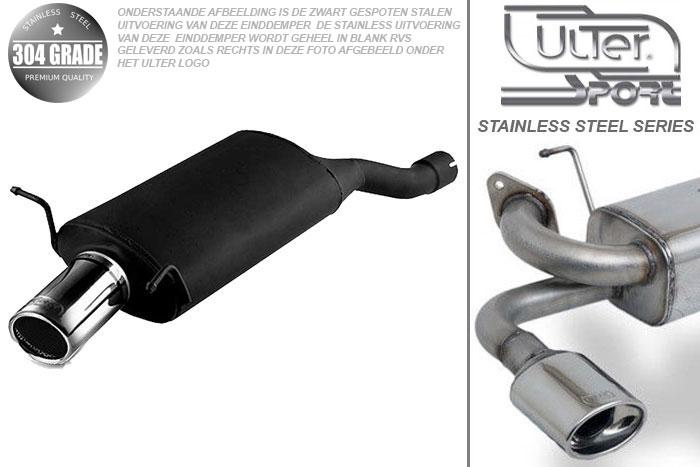 Ulter Sport, Einddemper, Geheel RVS, Enkel Rond 90mm, BMW, E46 COMPACT, 320td 110kW, 02-, Pasklaar, Past op originele middendemper/katalysator