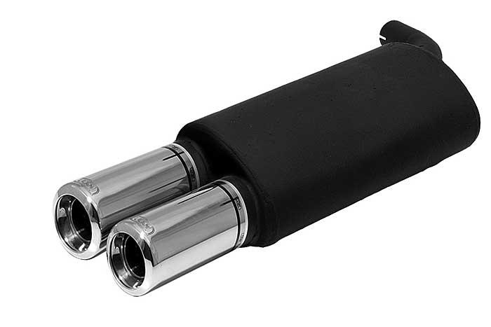 Ulter Sport, Einddemper, Staal, Dubbel Rond 80mm, Toyota, COROLLA, 1.4, 1.6, 04/97-01, SEDAN, Past op originele middendemper/katalysator