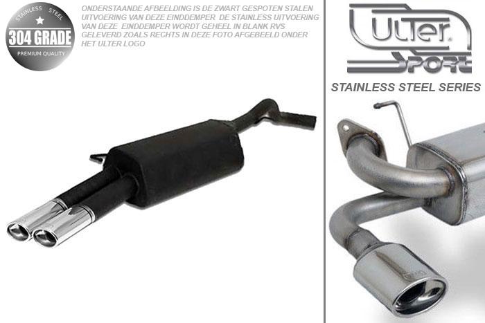 Ulter Sport, Einddemper, Geheel RVS, Dubbel Ovaal 95x65mm, Skoda, OCTAVIA, 1.8T 110kW, 1.9 Tdi 66/74/81/96kW, 1.9 Sdi 50kW, 10/96-05, HATCHBACK. COMBI, Pasklaar, Past op originele middendemper/katalysator