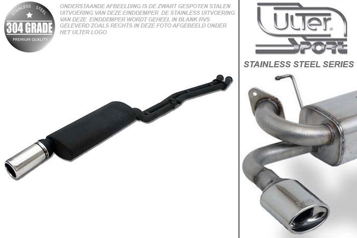 Ulter Sport, Einddemper, Geheel RVS, Enkel Rond 100mm, BMW, E30  6-CYL., 320i 95kW, 325i 125kW, 1985-1990, without 24V, SEDAN +TOURING, Pasklaar, Past op originele middendemper/katalysator