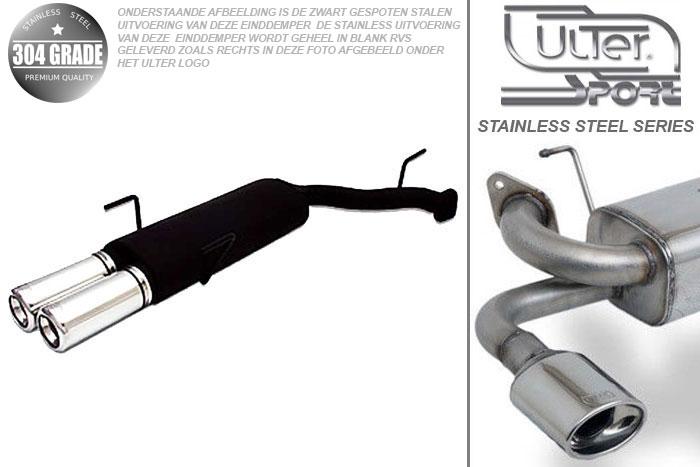 Ulter Sport, Einddemper, Geheel RVS, Dubbel Rond 80mm, Opel, VECTRA-B, 1.6 16V 74kW, 1.8 16V 85kW, 2.0 16V 100kW, 09/95-09/99, COMBI, Pasklaar, Past op originele middendemper/katalysator