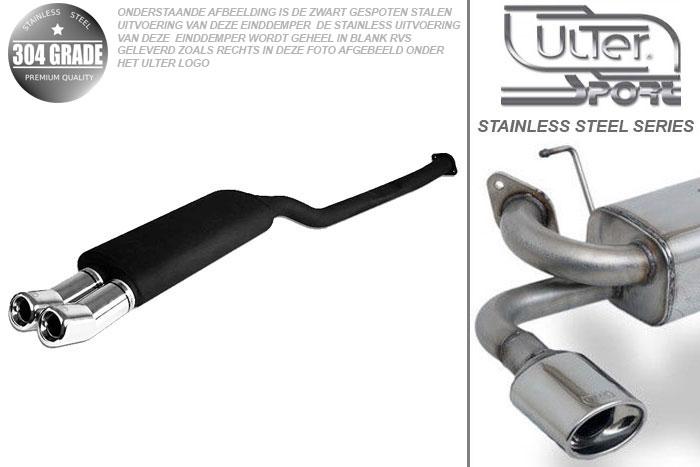 Ulter Sport, Einddemper, Geheel RVS, Dubbel Rond 80mm DTM, BMW, E36  6-CYL., 320i 110kW, 323i 125kW (1995-), 90 - 98, SEDAN.TOURING.CABRIO.COUPE, Pasklaar, Past op originele middendemper/katalysator