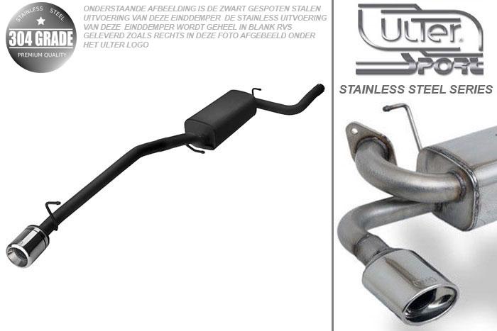 Ulter Sport, Einddemper, Geheel RVS, Enkel Rond 100mm, Ford, FOCUS II, 1.4 16V 59kW, 1.6 16V 74/85kW, 1.8 16V 92kW, 2.0 16V 107kW, 1.8 TDCi 85 kW, 2005-, COMBI, Pasklaar, Past op originele middendemper/katalysator