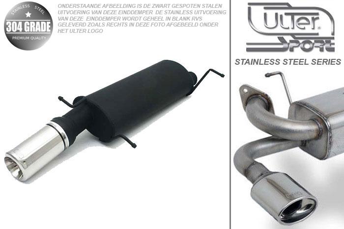 Ulter Sport, Einddemper, Geheel RVS, Enkel Rond 80mm, Citroen, XSARA, 1.4i 55kW, 1.6i 65kW, 1.8i 66/74kW, 07/97-02/99   HATCHBACK, Pasklaar, Past op originele middendemper/katalysator