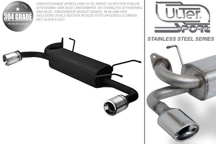 Ulter Sport, Einddemper L+R, Geheel RVS, Enkel Rond 100mm, Mazda, MX5 typ NB, 1.6 81kW, 1.8 103kW, 98-, Pasklaar, Past op originele middendemper/katalysator