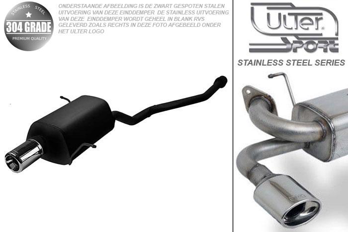 Ulter Sport, Einddemper, Geheel RVS, Enkel Rond 100mm, BMW, E36 COMPACT, 318Ti 103kW, 94 - 00, Pasklaar, Past op originele middendemper/katalysator
