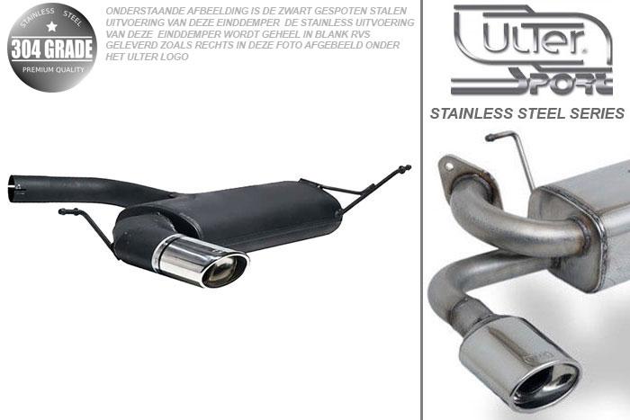 Ulter Sport, Einddemper, Geheel RVS, Enkel Ovaal 120x80mm, Seat, LEON FR, 2.0 TFSI 147kW, 05-, Pasklaar, Past op originele middendemper/katalysator