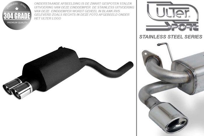 Ulter Sport, Einddemper, Geheel RVS, Dubbel /08-1, BMW, E39, 520 100/110kW, 523 120/125kW, 528 142kW, 525 TDS 105kW, 97-   SEDAN.TOURING, Pasklaar, Past op originele middendemper/katalysator